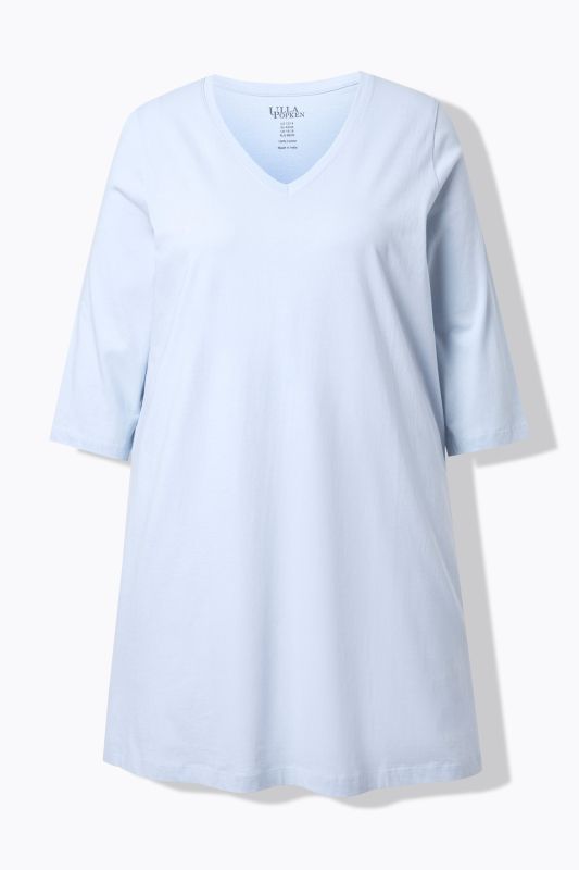 V-Neck Swing A-line Hem Cotton Knit Tunic