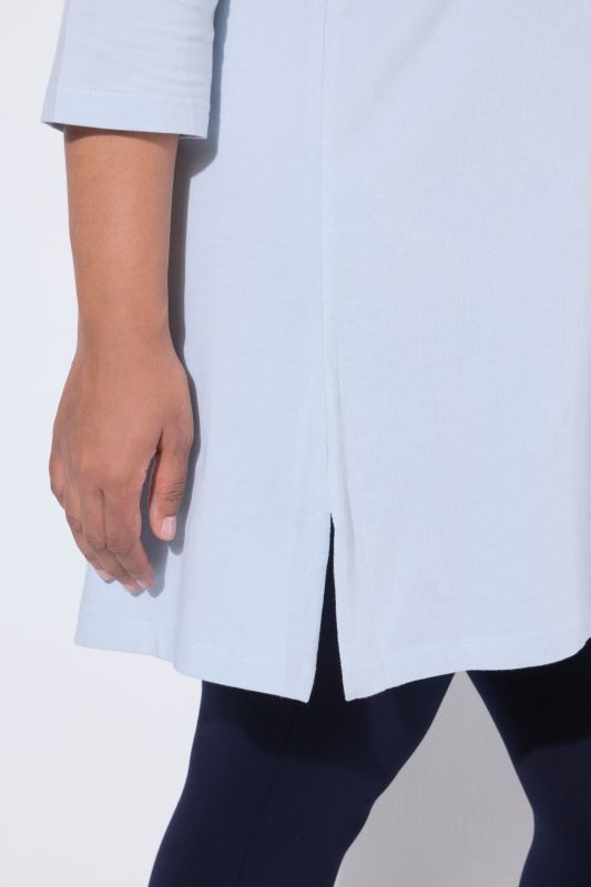 V-Neck Swing A-line Hem Cotton Knit Tunic