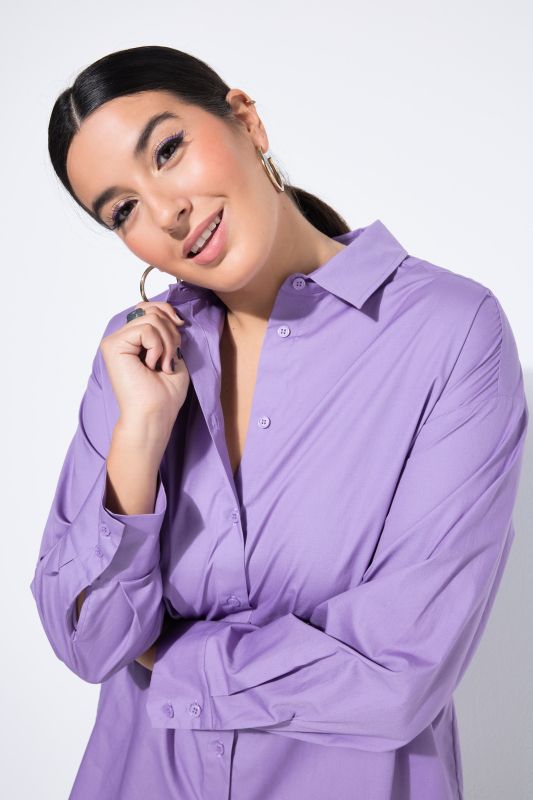 Back Button Long Sleeve Blouse