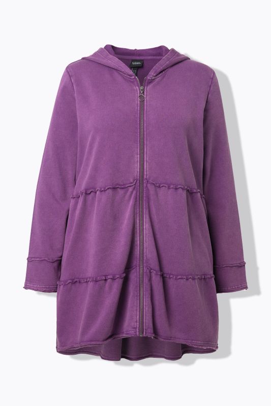 Tiered Flounce Panel Zip Up Hoodie