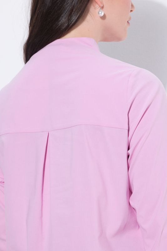 Goblet Collar Long Sleeve Ruffled Cuff Blouse