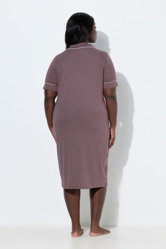 Lapel Collar Short Sleeve Nightgown