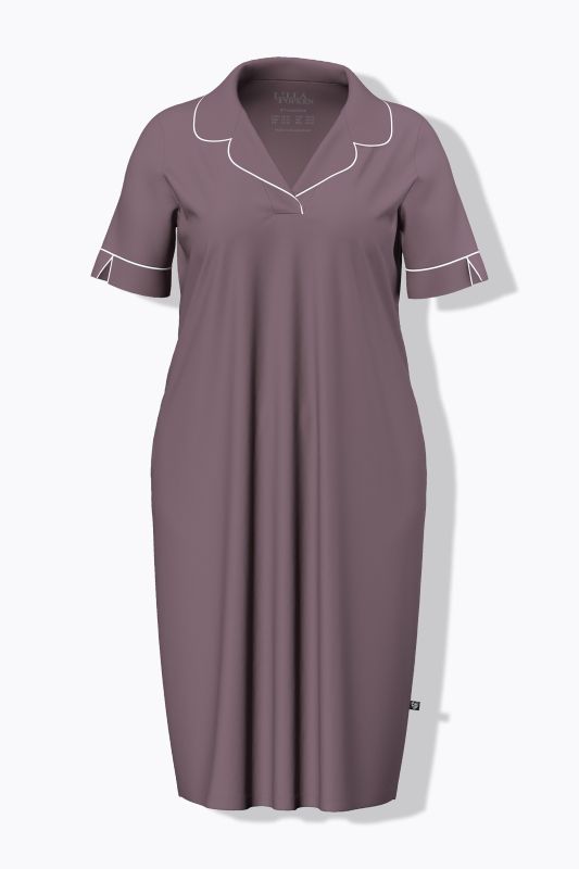 Lapel Collar Short Sleeve Nightgown