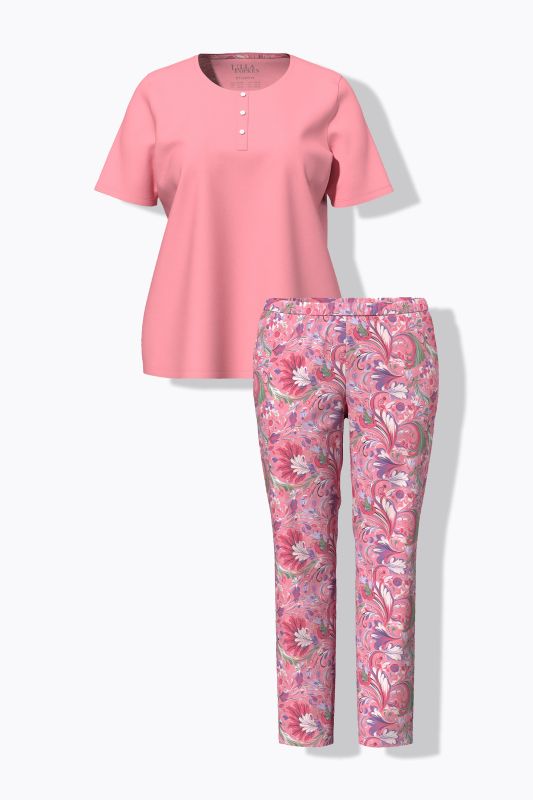 Floral Print Two Piece Short Sleeve Pajama Set