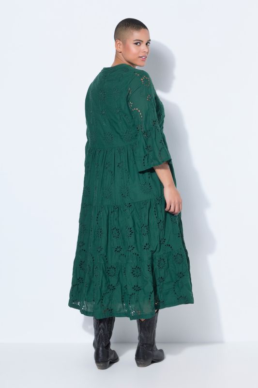 Eyelet Embroidered 3/4 Sleeve Dress