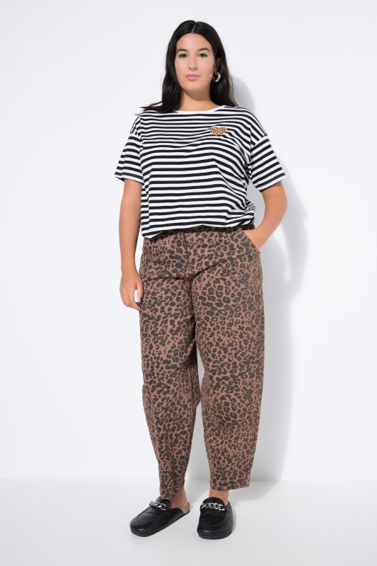 Дънки с широки крачоли и леопардов принт