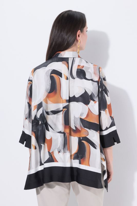 Abstract Print Pointed Hem Blouse