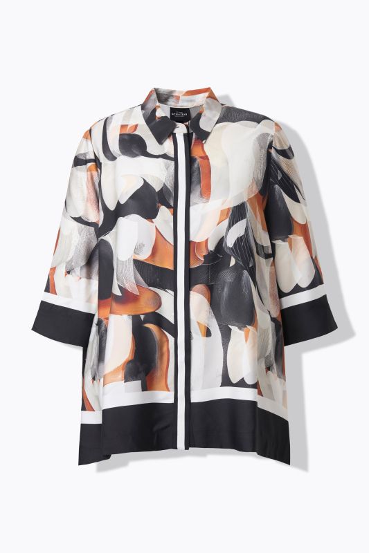 Abstract Print Pointed Hem Blouse