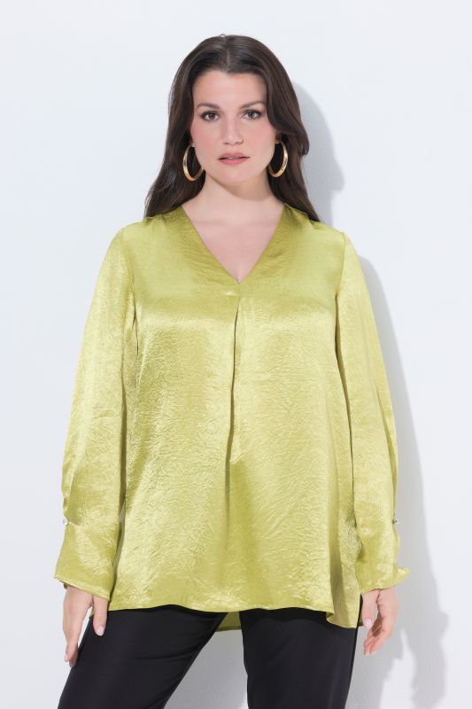 Textured Acetate Long Sleeve Blouse