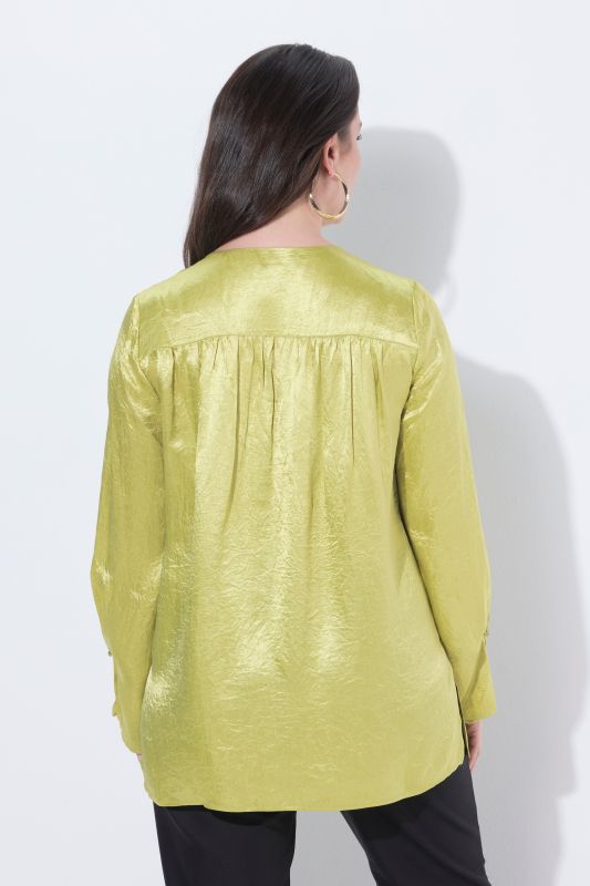 Textured Acetate Long Sleeve Blouse