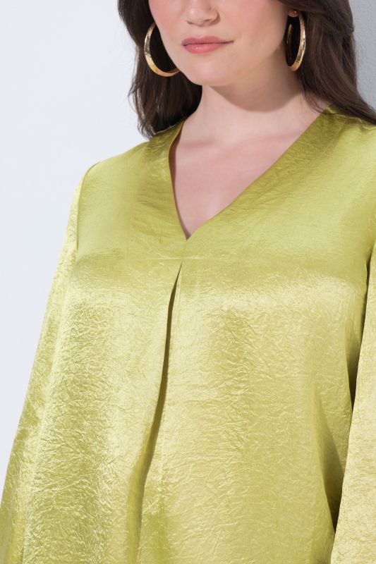 Textured Acetate Long Sleeve Blouse