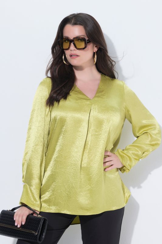 Textured Acetate Long Sleeve Blouse