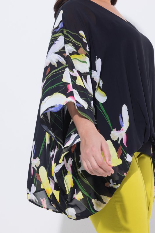 Iris Print Layered Chiffon Blouse