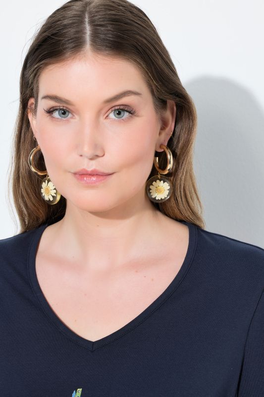 Тениска с принт на слънчоглед