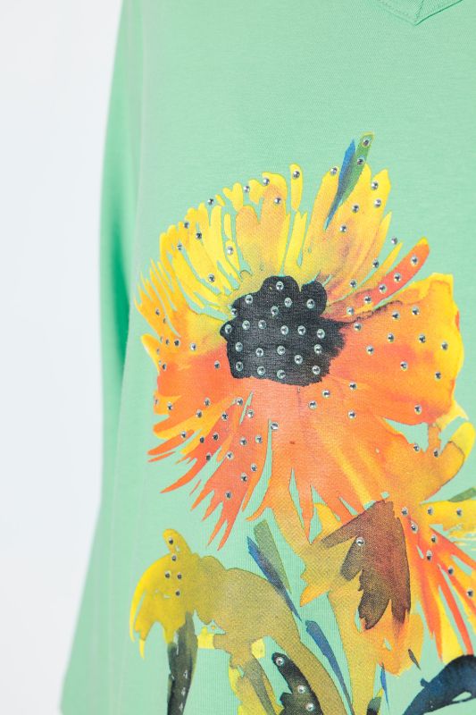 Тениска с принт на слънчоглед