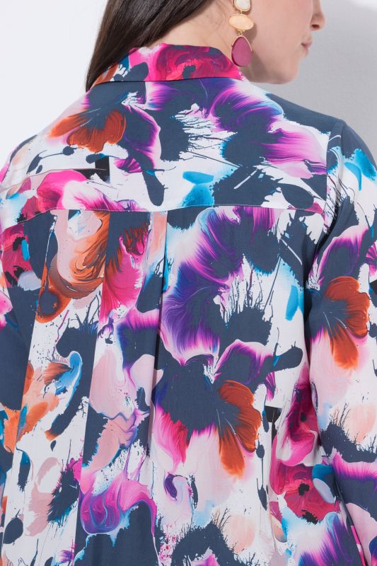 Floral Splash Long Sleeve Button Down Lyocell Blouse