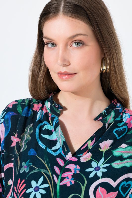 Floral Folklore Print Smocked Blouse