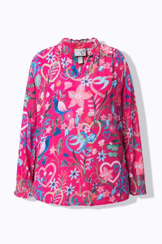 Floral Folklore Print Smocked Blouse