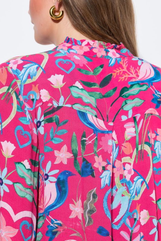 Floral Folklore Print Smocked Blouse