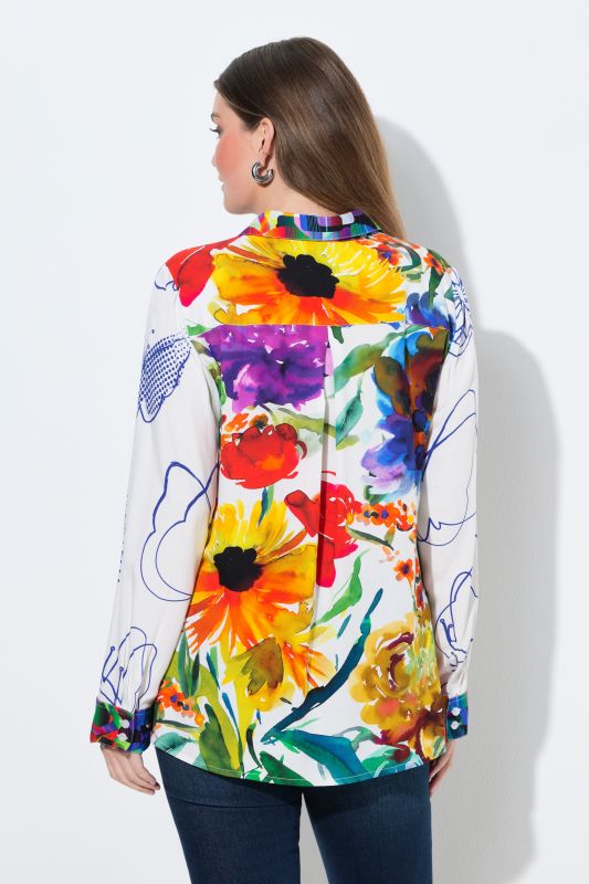 Floral Mixed Print 3/4 Sleeve Blouse