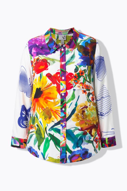 Floral Mixed Print 3/4 Sleeve Blouse