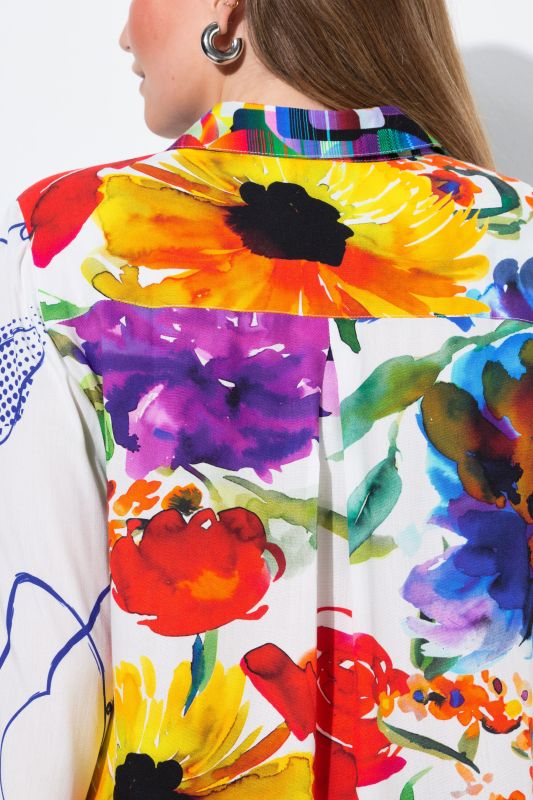 Floral Mixed Print 3/4 Sleeve Blouse