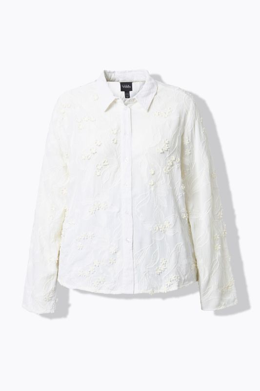 Textured Floral Embroidered Blouse