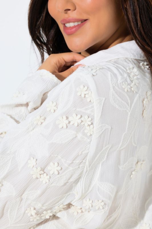 Textured Floral Embroidered Blouse