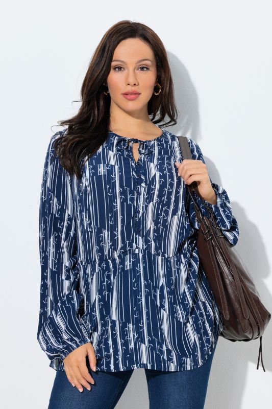 Geometric Anchor Print Blouse