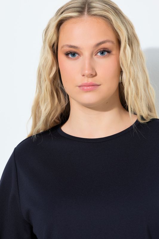 Pinstripe Blouse Hem Sweatshirt