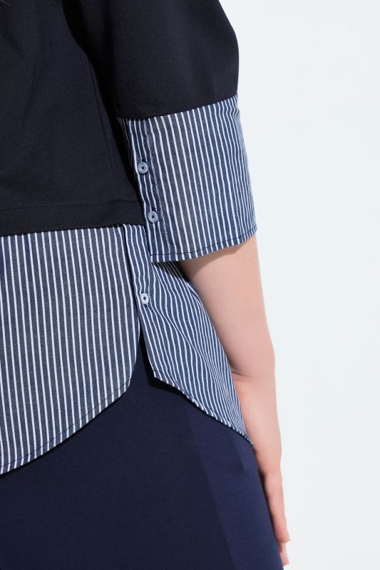 Pinstripe Blouse Hem Sweatshirt