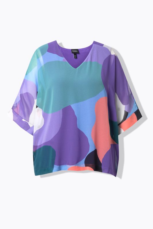 Блуза с шифон и принт на облаци