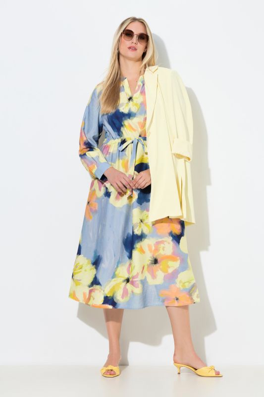 Рокля с акварелен флорален принт