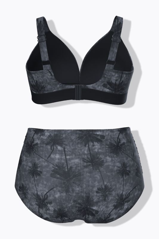 Palm Tree Print Two Piece Bikini Set