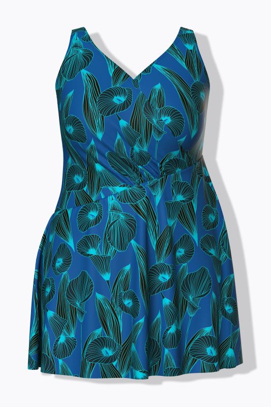 Бански тип рокля с принт на лилии