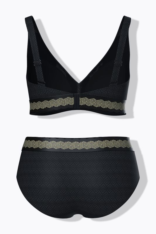 Textured Gold Trimmed Bikini Set