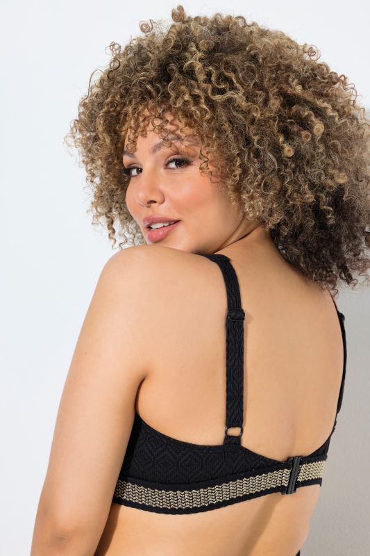 Textured Gold Trimmed Bikini Set