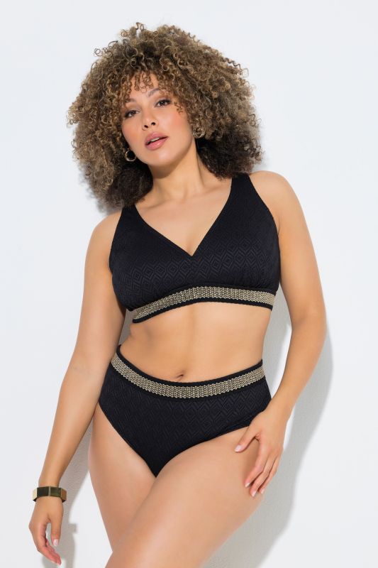 Textured Gold Trimmed Bikini Set