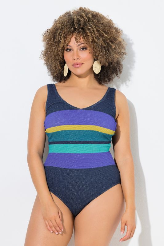 Бански с цветни бляскави райета