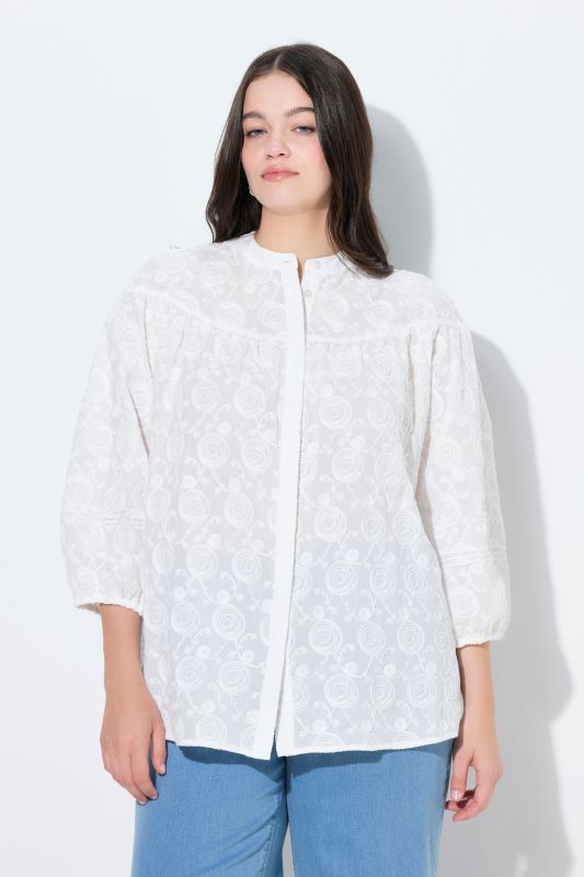 Eco Cotton Rose Embroidered Blouse