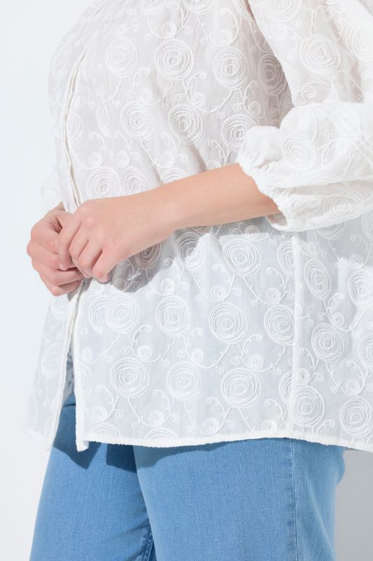 Eco Cotton Rose Embroidered Blouse