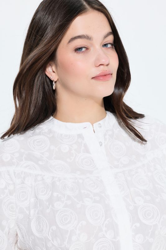 Eco Cotton Rose Embroidered Blouse