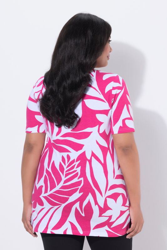 Туника с монохромен принт на листа