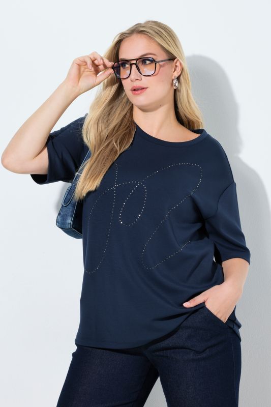 Rhinestoned Short Sleeve Sweatshirt