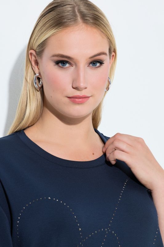 Rhinestoned Short Sleeve Sweatshirt