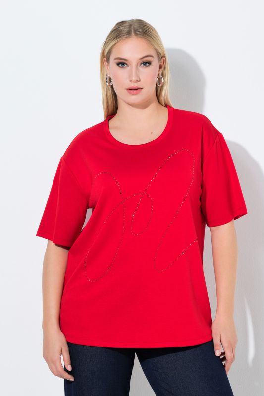 Rhinestoned Short Sleeve Sweatshirt