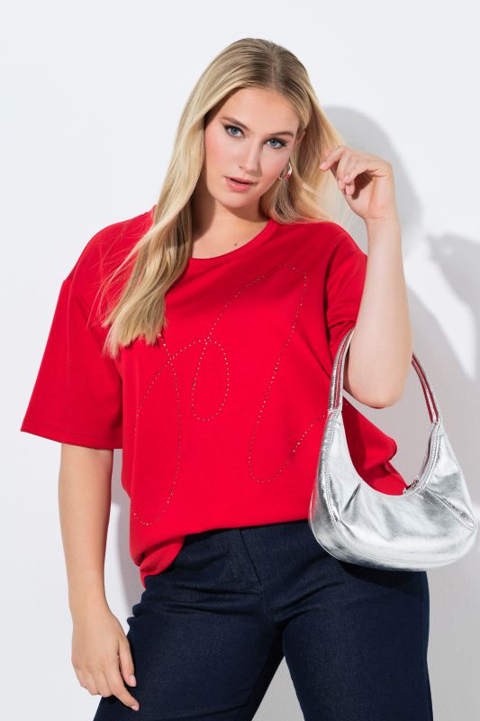 Rhinestoned Short Sleeve Sweatshirt