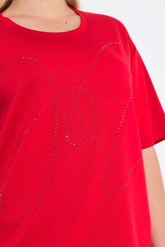 Rhinestoned Short Sleeve Sweatshirt