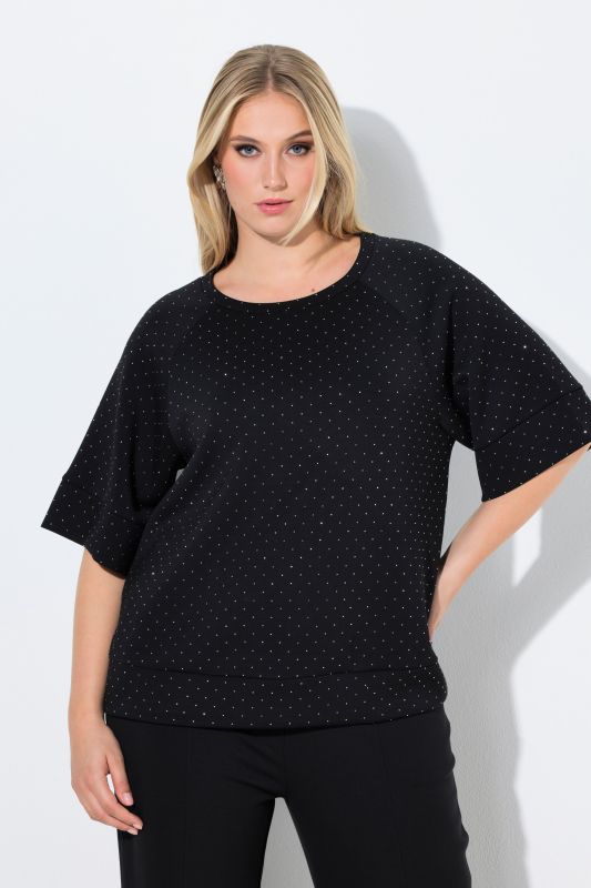 Short Sleeve Rhinestone Sweatshirt