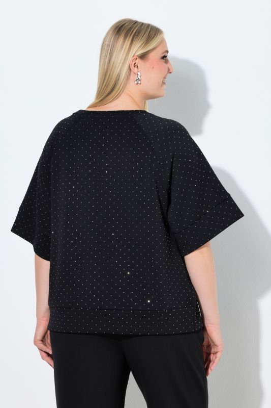 Short Sleeve Rhinestone Sweatshirt